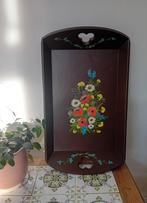 Vintage Houten Dienblad met Bloemmotief, Ophalen of Verzenden, Zo goed als nieuw, Rechthoekig, Hout