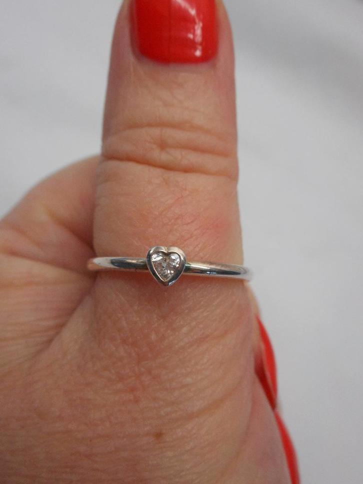 Zilveren stapelring hart maat 17.5 nr.102, Sieraden, Tassen en Uiterlijk, Ringen, Zo goed als nieuw, Dame, 17 tot 18, Zilver, Zilver