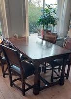 Donker eiken eethoek met 6 stoelen, Huis en Inrichting, Complete eetkamers, Ophalen, Gebruikt, Klassiek, 4 tot 6 stoelen
