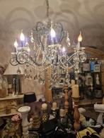 Elegante kroonluchter met kristallen, Ophalen of Verzenden, Zo goed als nieuw, Glas, Klassiek