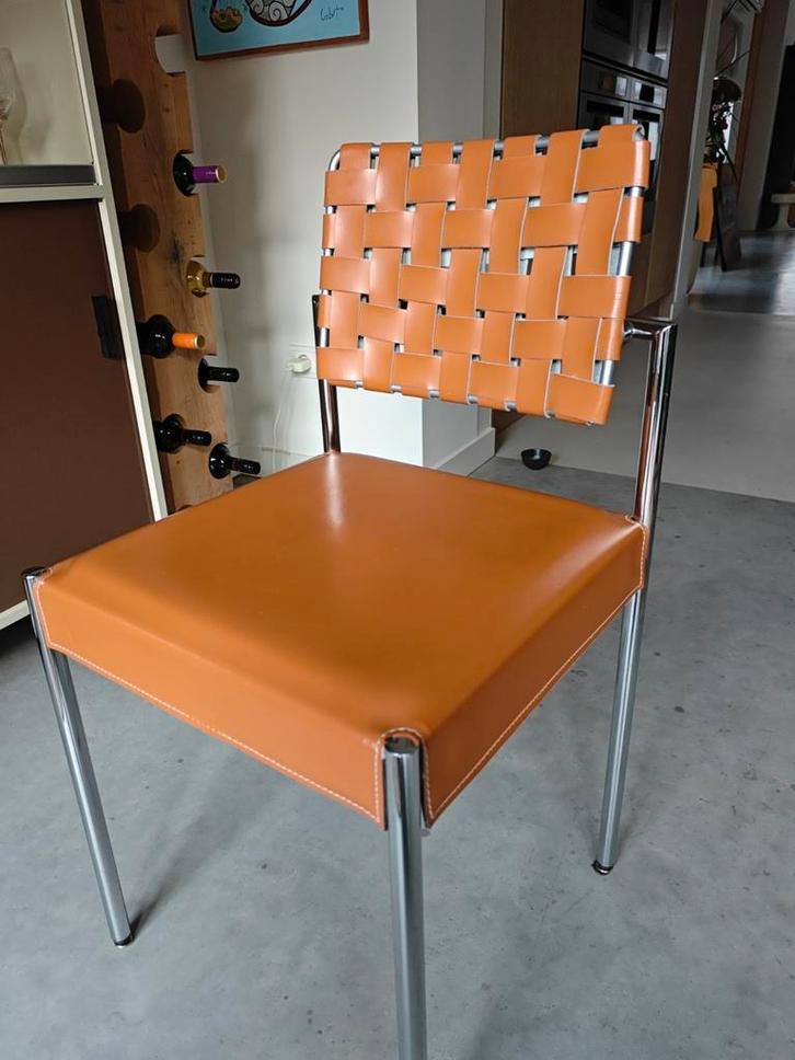 Design Stoel ZGAN - Keuken/Kamer/Project, Huis en Inrichting, Stoelen, Zo goed als nieuw, Eén, Leer, Metaal, Bruin, Ophalen