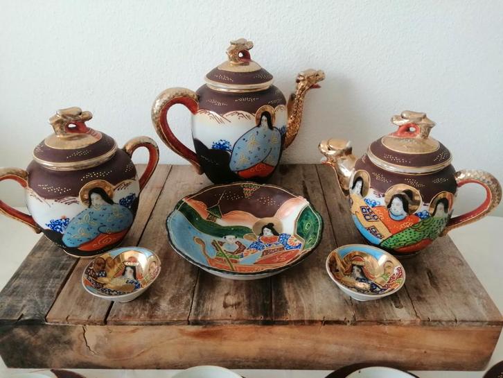 Satsuma Antiek Japans Theeservies, Antiek en Kunst, Antiek | Servies compleet, Ophalen
