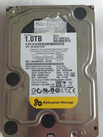 WDC WD1003FBYX WD-WCAW34413709 Western Digital RE4 1TB Hardd beschikbaar voor biedingen