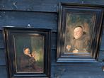 2 antieke schilderijen monniken samen €200., Antiek en Kunst, Ophalen
