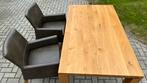Eettafel met leren stoelen, Ophalen, Eikenhout, 50 tot 100 cm, Zo goed als nieuw