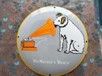 Emaille reclamebord his masters voice, Ophalen of Verzenden, Gebruikt, Reclamebord