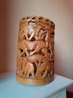 Lampenkap paraplubak decoratief houtwerk afrika, Ophalen, Gebruikt, Bruin, Rond