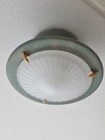 Plafondlamp met glazen kap, Huis en Inrichting, Lampen | Plafondlampen, Ophalen of Verzenden, Gebruikt, Glas, Vintage