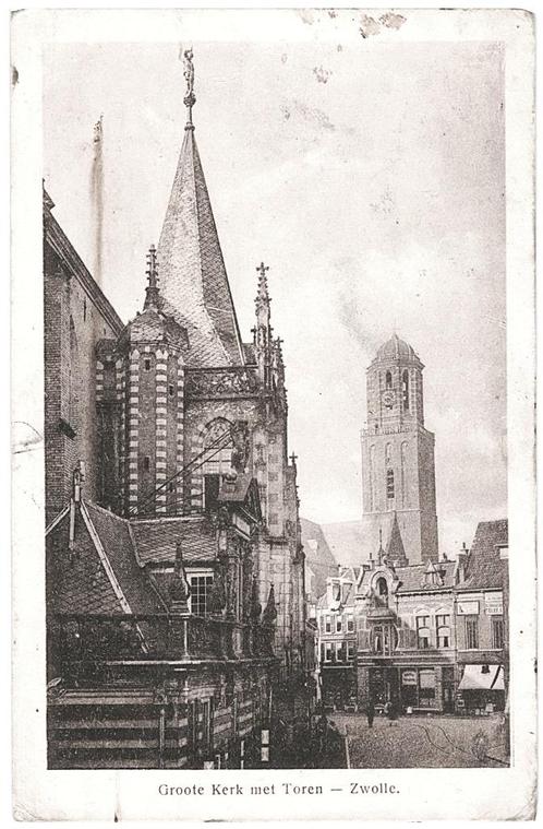 981793	Zwolle	1919 Groote Kerk Peperbus	Militair gelopen	Ste, Verzamelen, Ansichtkaarten | Nederland, Gelopen, Overijssel, Voor 1920
