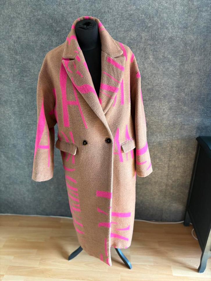 Eksept mooie lange beige mantel 30% wol mt 42/44, Kleding | Dames, Jassen | Winter, Zo goed als nieuw, Maat 42/44 (L), Beige, Ophalen of Verzenden