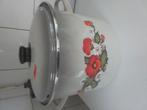 Grote 4 liter pan Emaille  met bloemen gedecoreerd, Huis en Inrichting, Keuken | Potten en Pannen, Ophalen of Verzenden, Zo goed als nieuw