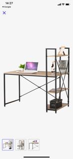 Stevig bureau metaal (zwart) hout, computertafel, Huis en Inrichting, Bureaus, Ophalen, Zo goed als nieuw, Bureau