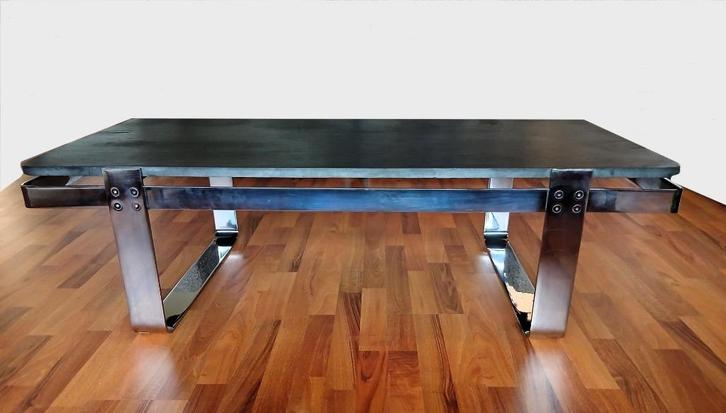 Stijl Peter Draenert leisteen-chroom salontafel, Huis en Inrichting, Tafels | Salontafels, Gebruikt, Minder dan 50 cm, 50 tot 100 cm