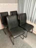 Leren eetkamerstoelen 4x, Huis en Inrichting, Stoelen, Ophalen, Gebruikt, Zwart, Leer