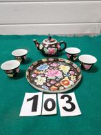 Miniservies chinees zwart met bloemen, Antiek en Kunst, Antiek | Servies compleet, Ophalen of Verzenden