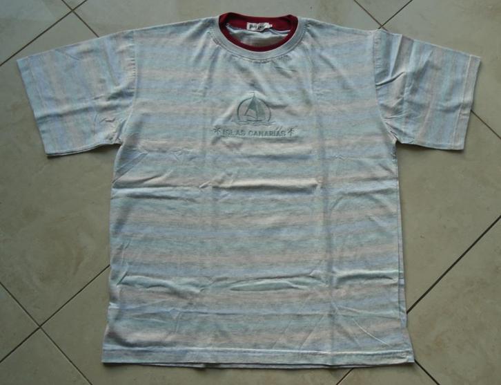 Nieuw gestreept T-shirt met print Islas Canarias (maat: XXL), Kleding | Heren, Grote Maten, Nieuw, Shirt, Grijs, Ophalen of Verzenden