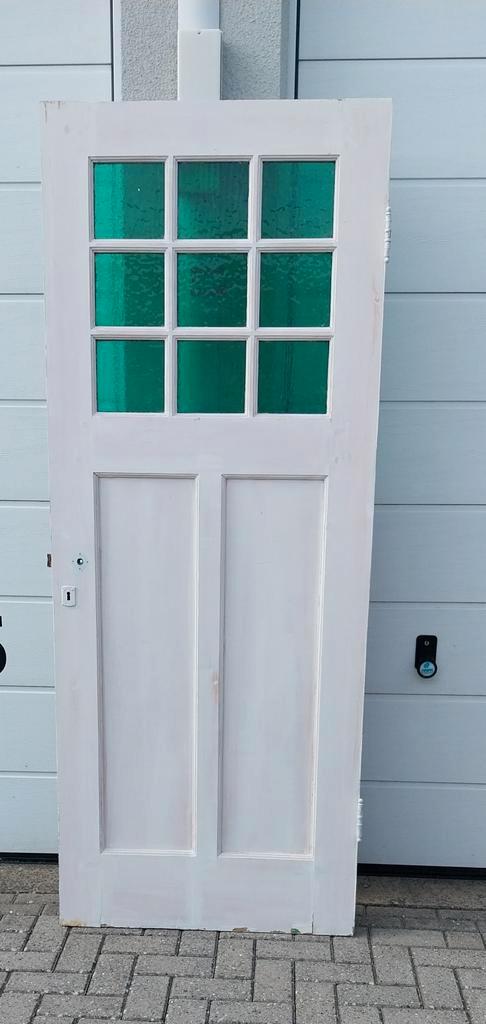 Binnendeur, Doe-het-zelf en Verbouw, Deuren en Horren, Gebruikt, Binnendeur, 200 tot 215 cm, 80 tot 100 cm, Glas, Hout, Ophalen
