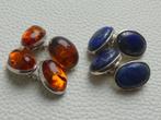 Zilveren Manchetknopen met Lapis Lazuli of  Barnsteen, Verzenden, Nieuw, Zilver