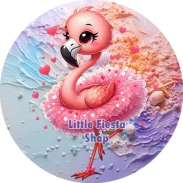 LF6194 ouwel flamingo 20x4,7cm eetbare cupcake rondjes vers beschikbaar voor biedingen