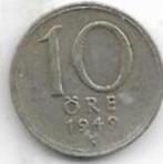 10  öre  1949  Zweden. km. 813, Ophalen of Verzenden, Overige landen, Losse munt, Zilver