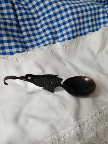 Vintage Indische rijstopscheplepel been,? Uitgesneden vogel beschikbaar voor biedingen