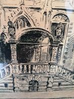 Jan Wilmink prachtig STADHUIS GOUDA 1955 / 39X26 CM TOPSTAAT, Antiek en Kunst, Ophalen of Verzenden