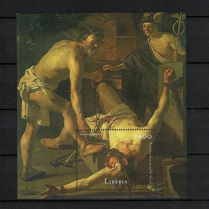 liberia 2000 pf blok schilderijen kunst rijksmuseum painting, Postzegels en Munten, Postzegels | Thematische zegels, Postfris