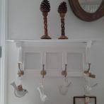 Brocante vintage landelijke houten kapstok, 4 dubbele haken, Huis en Inrichting, Woonaccessoires | Kapstokken, Wandkapstok, Gebruikt