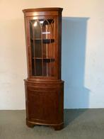 Mahonie houten vitrine hoekkast, Ophalen, Gebruikt