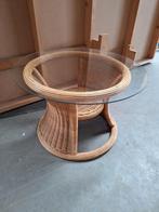 Rieten salontafel, Huis en Inrichting, Tafels | Salontafels, 50 tot 100 cm, Rond, Zo goed als nieuw, Minder dan 50 cm