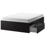 IKEA Brimnes bed zwart 140x200 cm, Ophalen, Zwart, Tweepersoons, 140 cm