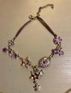 Vintage paars boho costume Jewelry ketting strass bedels, Overige materialen, Paars, Met strass, Ophalen of Verzenden