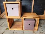 Houten bijzettafels , ook als salontafel te gebruiken, Ophalen, Gebruikt, Vierkant, Hout