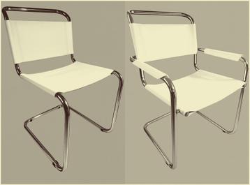 Set Bauhaus cantilever stoelen – wit leer & chroom beschikbaar voor biedingen