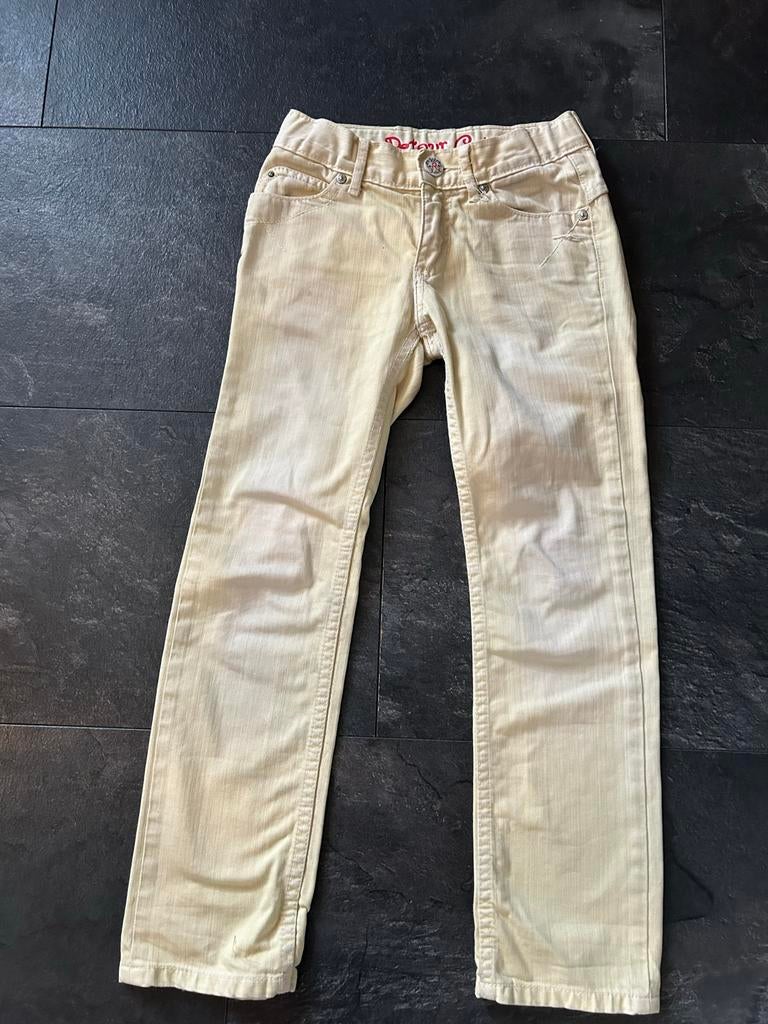 Retour broek geel wit/creme maat maat 128, Ophalen of Verzenden