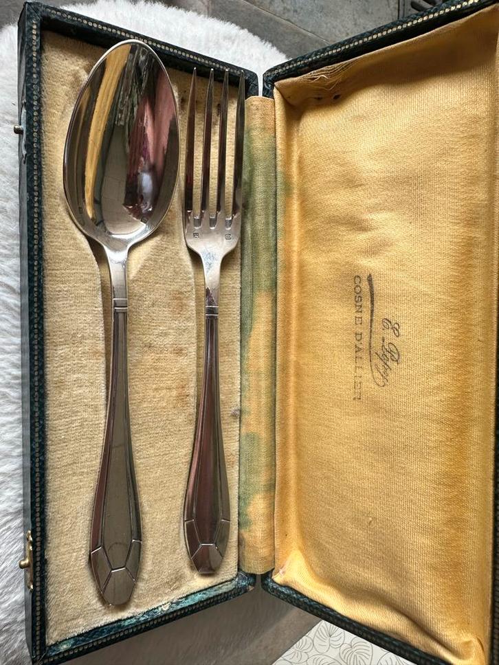 Antiek Verzilverd Bestek Orbrille in Etui, Antiek en Kunst, Antiek | Bestek, Ophalen of Verzenden