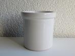 Vintage retro witte keramieken bloempot met rand, Tuin en Terras, Bloempotten, Rond, Binnen, Ophalen of Verzenden, Zo goed als nieuw