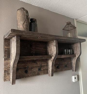 ~Stoer Sober Landelijk Houten XL Wandrek/Kapstok/Regaal~ beschikbaar voor biedingen