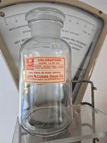 Prachtige & Zeldzame antieke apothekersfles CHLOROFORM €20 beschikbaar voor biedingen