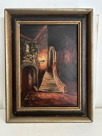 Oud olieverf schilderijtje op paneel 30x38 cm beschikbaar voor biedingen