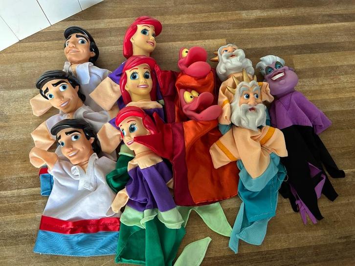 De kleine zeemeermin poppenkastpoppen, per stuk te koop, Verzamelen, Disney, Gebruikt, Beeldje of Figuurtje, Pocahontas of Kl. Zeemeermin