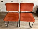 Set van 2 vintage oranje eetkamer stoelen, Ophalen, Gebruikt, Twee, Overige kleuren