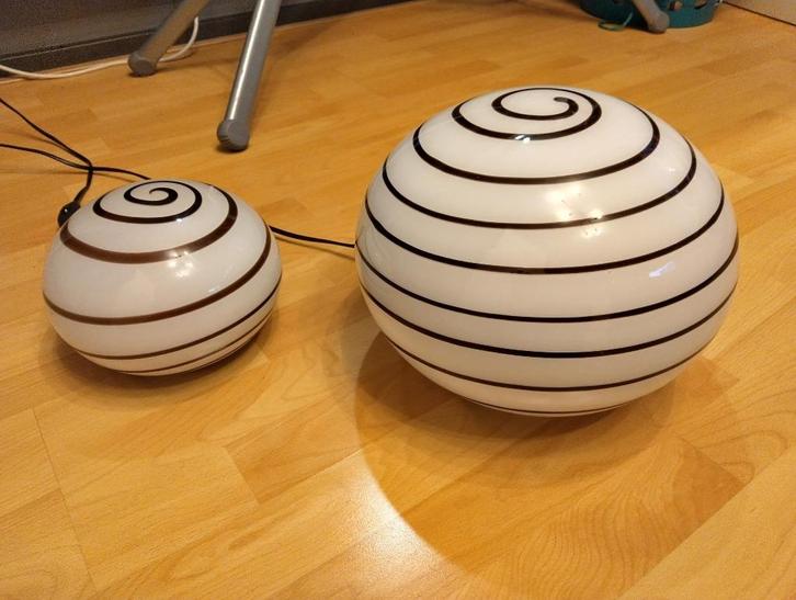 2 glazen lampen, Huis en Inrichting, Lampen | Losse lampen, Zo goed als nieuw, Led-lamp, Minder dan 30 watt, E27 (groot), Soft of Flame