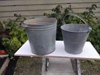 2 Zinken Emmers - Vintage Look, Huis en Inrichting, Emmers, Ophalen of Verzenden, Gebruikt, Zink, Met handgreep
