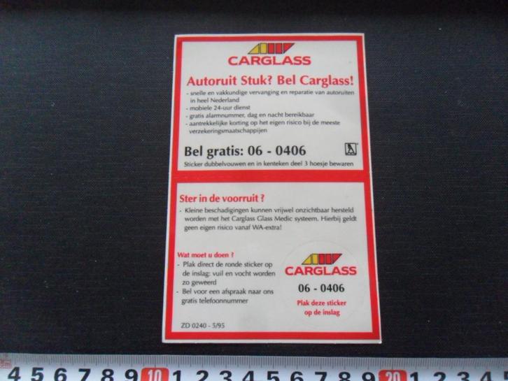 sticker carglass autoruit stuk? bel - auto glas 008, Verzamelen, Stickers, Zo goed als nieuw, Ophalen