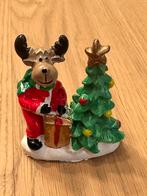 Mini kerstdecoratie beeldje rendier met kerstboom, Ophalen of Verzenden, Zo goed als nieuw