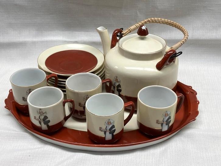 Droste cacao reclame-servies 5-pers.,  ca. 1960,  zeldzaam, Verzamelen, Merken en Reclamevoorwerpen, Gebruikt, Gebruiksvoorwerp