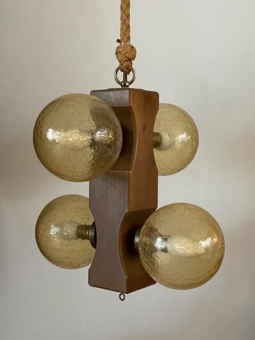 Vintage Massive Hanglamp - Massief Eiken - als Temde, Huis en Inrichting, Lampen | Hanglampen, Zo goed als nieuw, Minder dan 50 cm