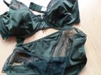 85c- bh setje donkergroen- kant satijn broekje m, Kleding | Dames, Ondergoed en Lingerie, Verzenden, Groen, Setje