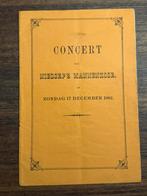 Concert van Niedorp’s Mannenkoor 1882, Ophalen of Verzenden, 19e eeuw, Gelezen